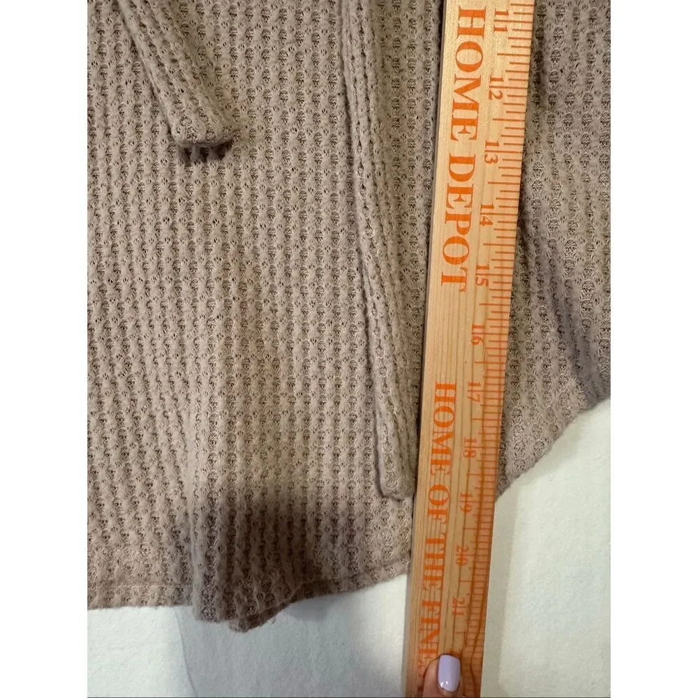 LNA Waffle Knit Hoodie Womens XS Latte Long Sleeve Lightweight